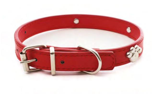 Zamibo Collier Clouté Pattes de Chien Rouge