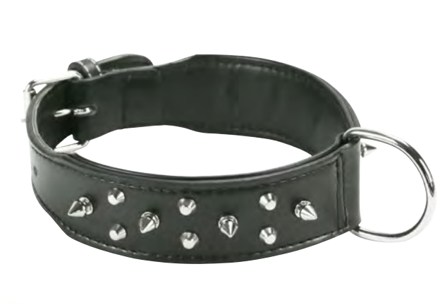 Zamibo Collier Chien Cuir Clouté Noir