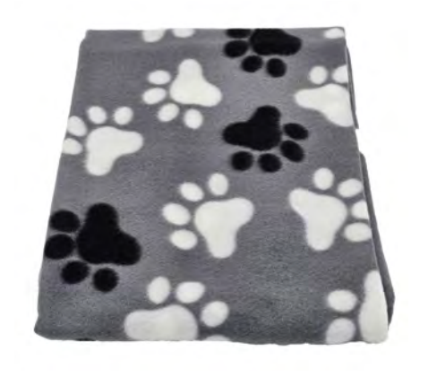 Zamibo Plaid Microfibre Imprimé Pattes Blanches et Noires Fond Gris 70x100cm