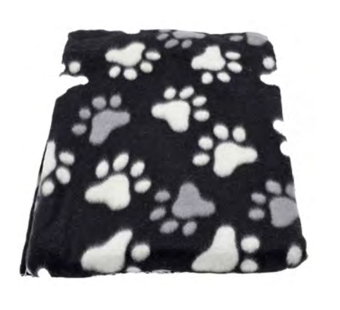 Zamibo Plaid Microfibre Imprimé Pattes Blanches et Grises Fond Noir 100x150cm