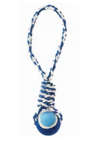 Zamibo Balle de Tennir et Corde Bleu et Blanc ∅6x38cm