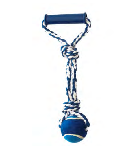 Zamibo Balle de Tennis et Corde avec Poignée Bleu & Blanc ∅6x33cm