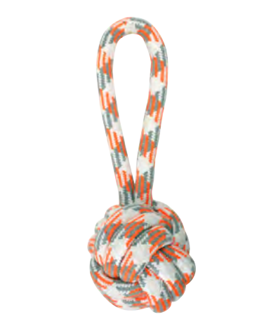 Zamibo Balle en Corde avec Poignée Orange, Gris & Blanc ∅9x30cm