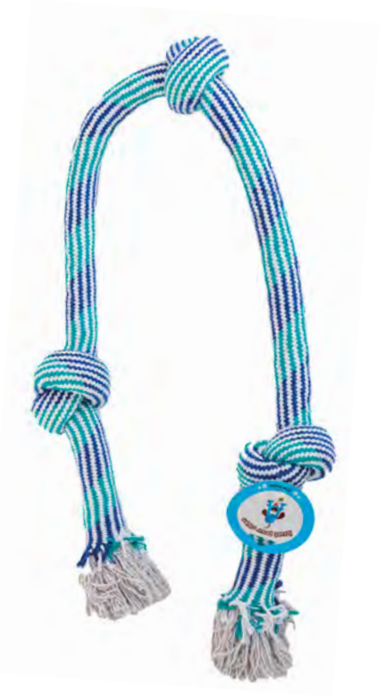Zamibo Corde Coton Vert, Bleu & Blanc 110x4,5cm