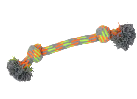 Zamibo Corde Noeuds Coton Gris, Jaune & Orange fluo 33cm
