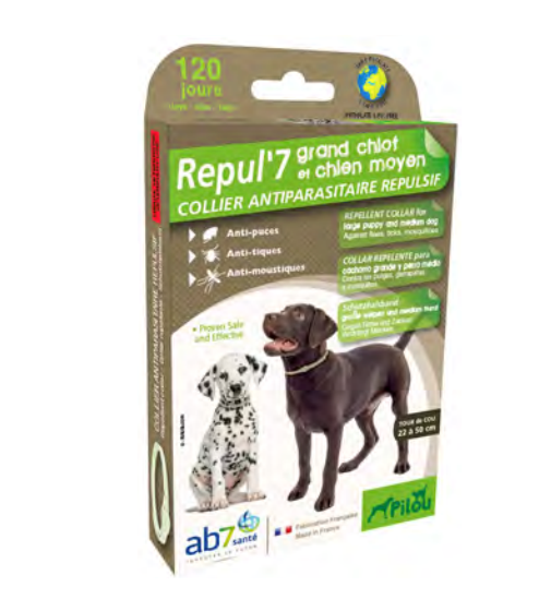 Collier Antiparasitaire Répulsif Grand Chiot & Chien Moyen 22-50cm