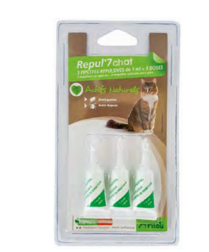 Zamibo Pipettes Répulsives Antiparasitaire Chat 3pcs 1ml