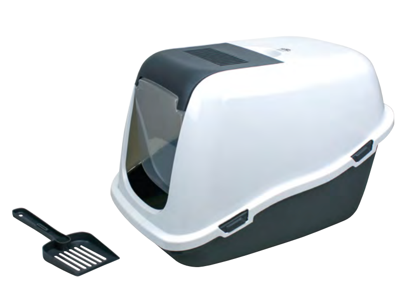 Zamibo Maison Toilette avec Pelle Blanc & Gris Foncé 57x39x41cm