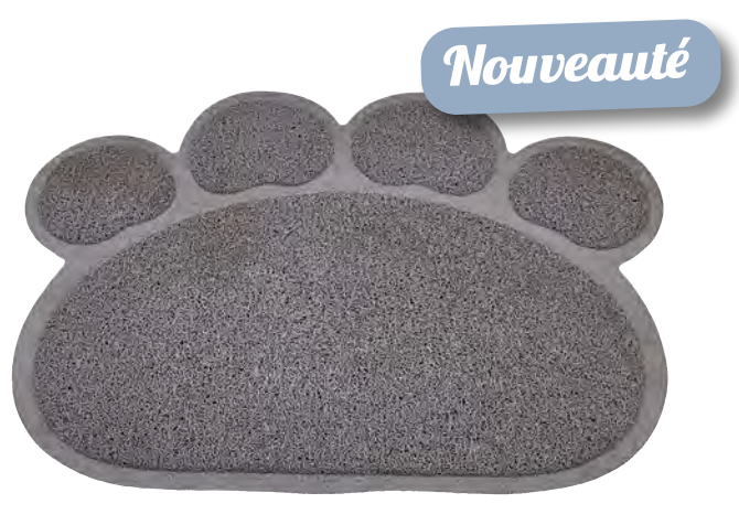Zamibo Tapis pour Gamelles Forme Patte Gris 60x45cm