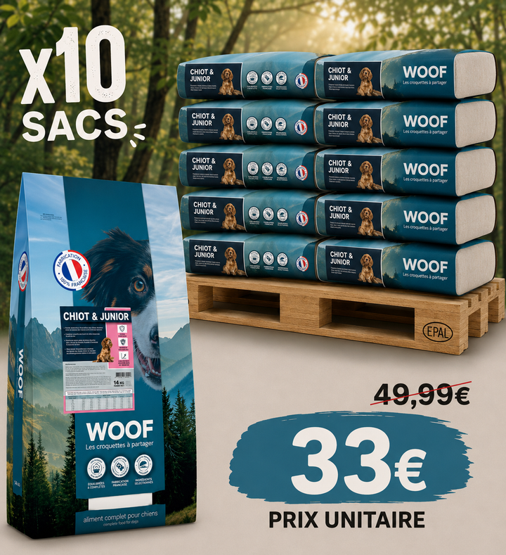 WOOF Chiot & Junior 14kg (1 palette - 10 sacs)