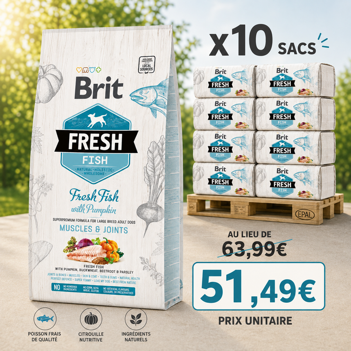 Brit Fresh Poisson Adulte Large 12kg (1 palette - 10 sacs)
