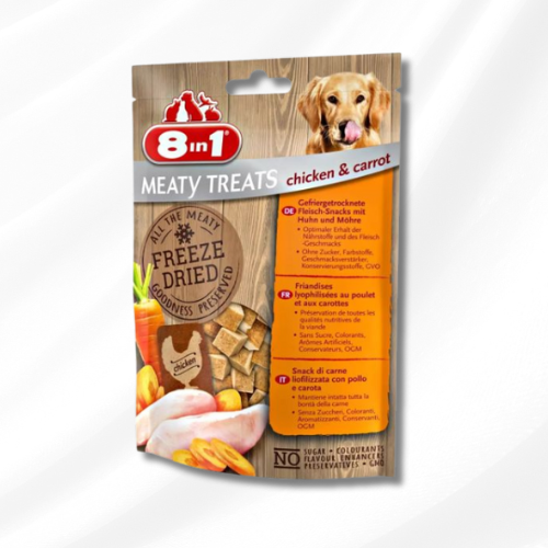 Friandises au Poulet/Carotte pour chien Freeze Dried 8in1 50g