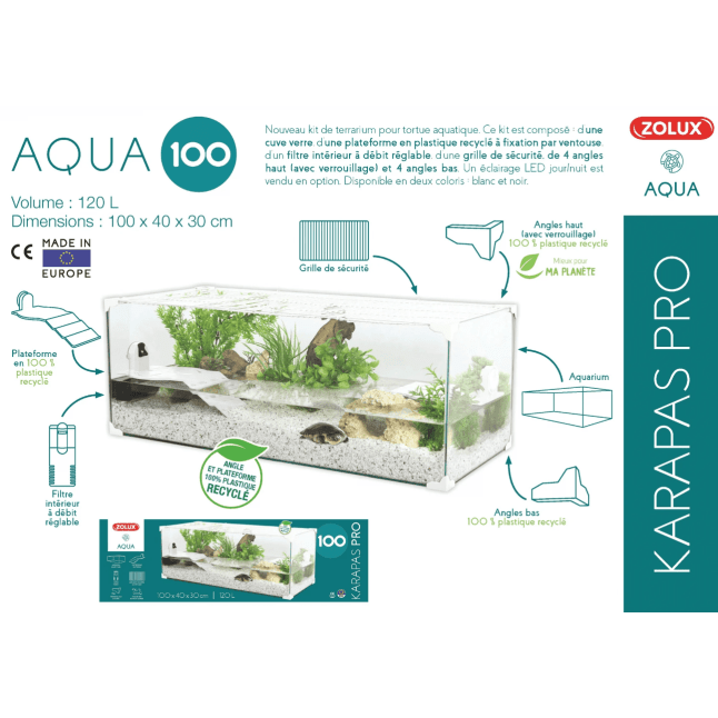 Zolux Aquarium Karapas 100 Noir Pro 100x40x30cm 120L