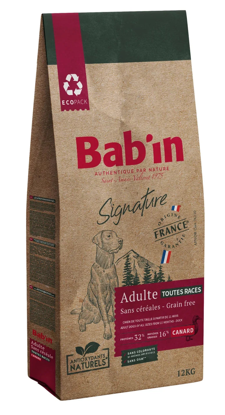 Bab'In Adulte Sans Céréales Canard 12kg (1 palette - 10 sacs)